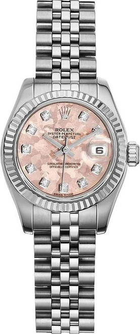 Rolex Women's New Style Steel Datejust with Factory Pink Gold Crystal Diamond