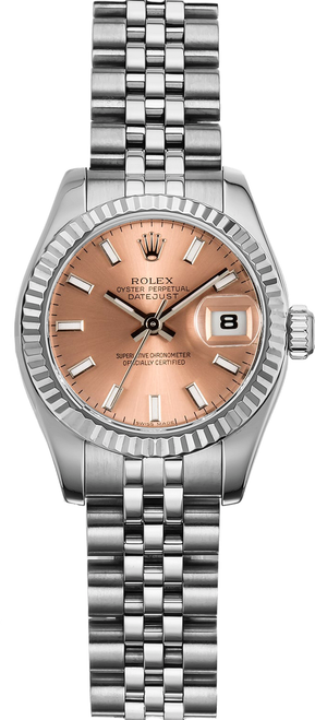 Rolex Women's New Style Steel Datejust with Factory Pink Index Dial 179174 26mm