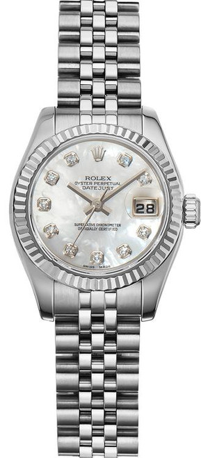 Rolex Women's New Style Steel Datejust with Factory Mother of Pearl Diamond Dial