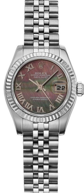 Rolex Women's New Style Steel Datejust with Factory Dark Mother of pearl Roman