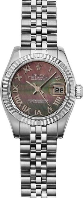 Rolex Women's New Style Steel Datejust with Factory Dark Mother of pearl Roman