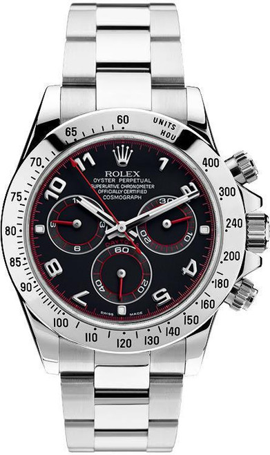 Rolex Pre Owned Steel Daytona 116520 Factory Black Arabic Racing Rolex Pre Owned Steel Daytona 116520 Factory Black Arabic Racing