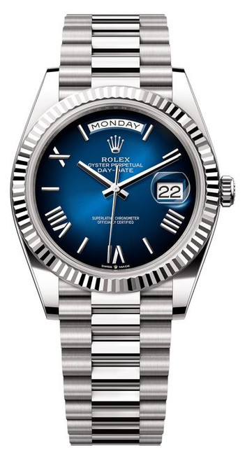 Rolex White Gold President Day Date 40 228239 Blue Ombre Rolex White Gold President Day Date 40 228239 Blue Ombre