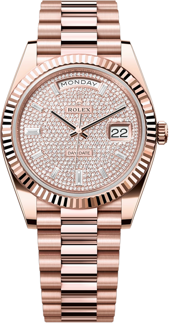 Rolex Everose Gold President Day Date 40 228235 Pave