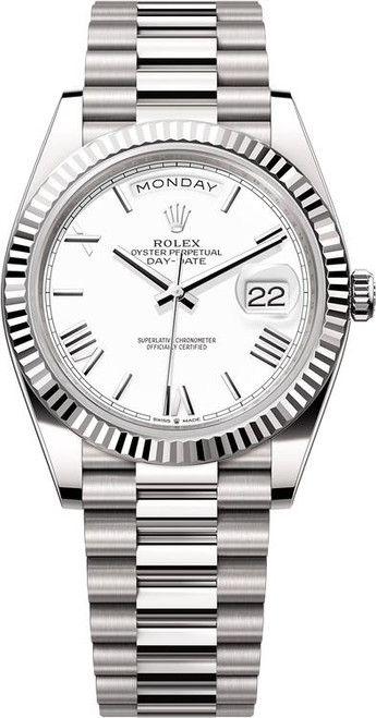 Rolex White Gold President Day Date 40 228239 White Roman