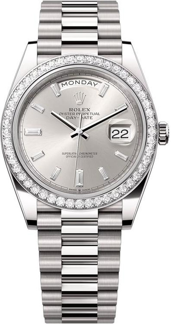 Rolex White Gold President Day Date 40 228349RBR Silver Diamond Rolex White Gold President Day Date 40 228349RBR Silver Diamond