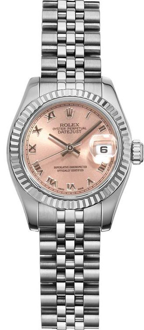 Rolex Women's New Style Steel Datejust Pink Roman 179174