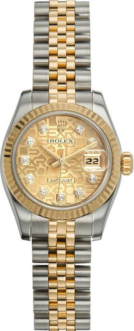 Rolex Women's New Style Two-Tone Datejust with Factory Champagne Anniversary Dial 179173 Rolex Women's New Style Two-Tone Datejust with Factory Champagne Anniversary Dial 179173
