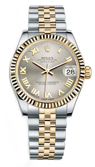 Rolex New Style Datejust Midsize Two Tone Silver Roman Dial 178273