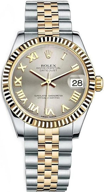 Rolex New Style Datejust Midsize Two Tone Silver Roman Dial 178273