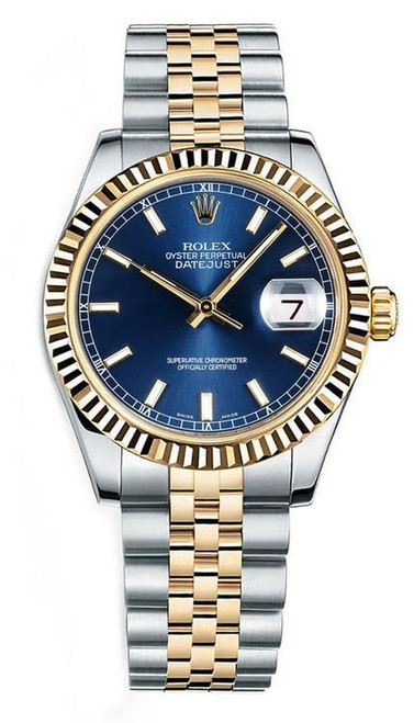 Rolex Datejust Midsize Two Tone Blue Index Dial 178273 Oyster