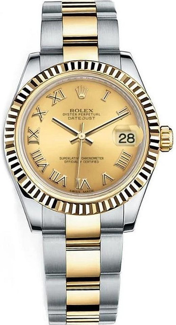 Rolex Datejust Midsize Two Tone Champagne Roman on Oyster  178273CRO