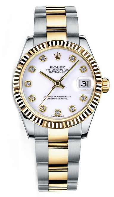 Rolex New Style Datejust Midsize Two Tone Factory White Diamond 178273 Oyster Band Rolex New Style Datejust Midsize Two Tone Factory White Diamond 178273 Oyster Band
