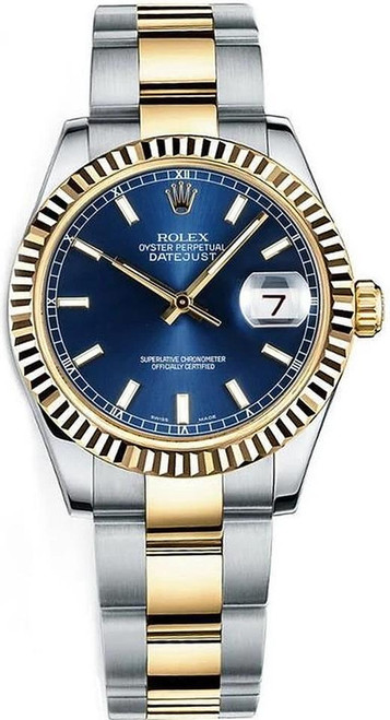 Rolex Datejust Midsize Two Tone Blue Index Dial 178273 Oyster