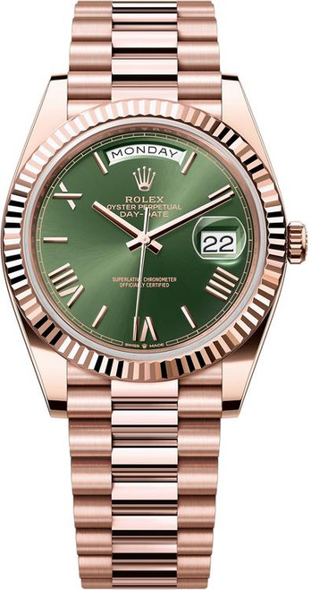 Rolex Everose Gold President Day Date 40 228235 Green Rolex Everose Gold President Day Date 40 228235 Green