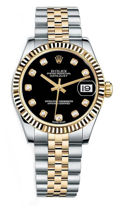 Rolex New Style Datejust Midsize Two Tone Factory Diamond Dial on Jubilee Bracelet 178273
