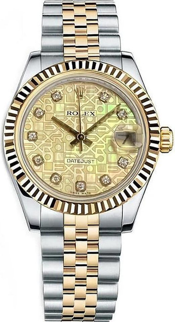Rolex New Style Datejust Midsize Two Tone Factory Champagne Pearl Jubilee Anniversary Dial 178273