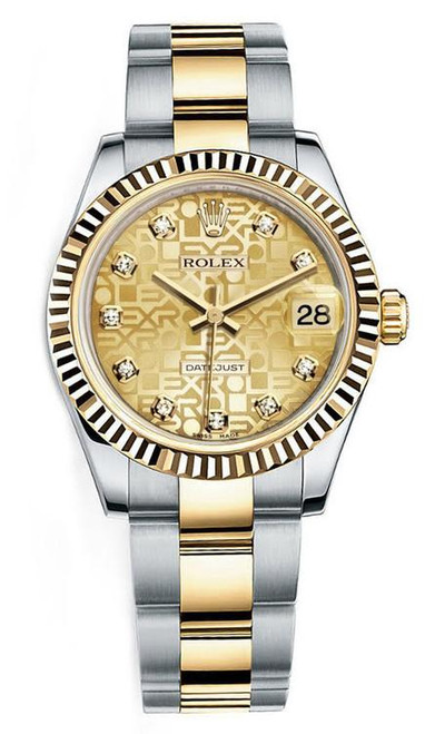 Rolex New Style Datejust Midsize Two Tone Factory Champagne Anniversary Diamond Dial 178273 Rolex New Style Datejust Midsize Two Tone Factory Champagne Anniversary Diamond Dial 178273