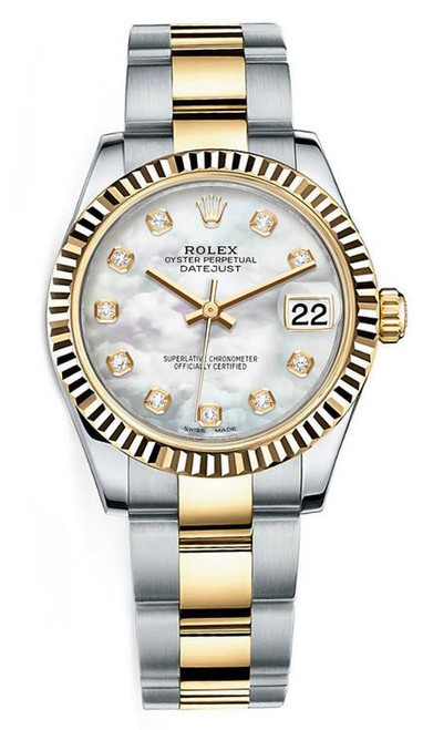 Rolex New Style Datejust Midsize Two Tone Factory Mother of Pearl Diamond Oyster 178273 Rolex New Style Datejust Midsize Two Tone Factory Mother of Pearl Diamond Oyster 178273