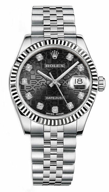 Rolex New Style Datejust Midsize Stainless Steel Factory Anniversary Black Diamond Dial 178274 Jubilee Rolex New Style Datejust Midsize Stainless Steel Factory Anniversary Black Diamond Dial 178274 Jubilee