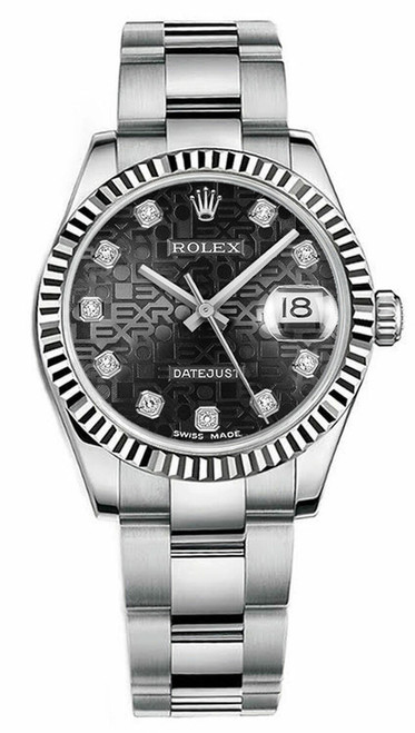 Rolex New Style Datejust Midsize Stainless Steel Factory Anniversary Black Diamond Dial 178274 Rolex New Style Datejust Midsize Stainless Steel Factory Anniversary Black Diamond Dial 178274