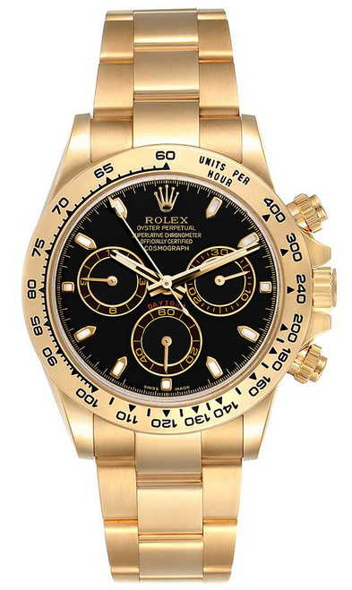 Rolex Pre-Owned Yellow Gold Daytona 116528 Black Dial