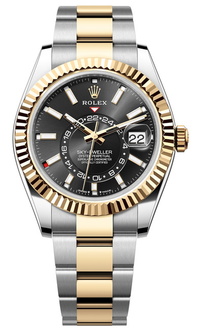 Rolex Stainless Steel and Yellow Gold Sky Dweller 336933 Black