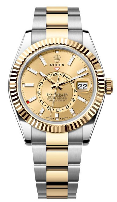 Rolex Stainless Steel and Yellow Gold Sky Dweller 336933 Champagne Rolex Stainless Steel and Yellow Gold Sky Dweller 336933 Champagne