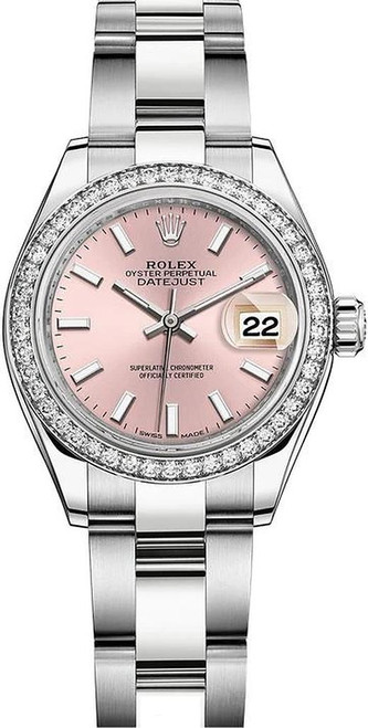 Rolex Lady Datejust 28mm Diamond Bezel Stainless Steel 279384PIDO