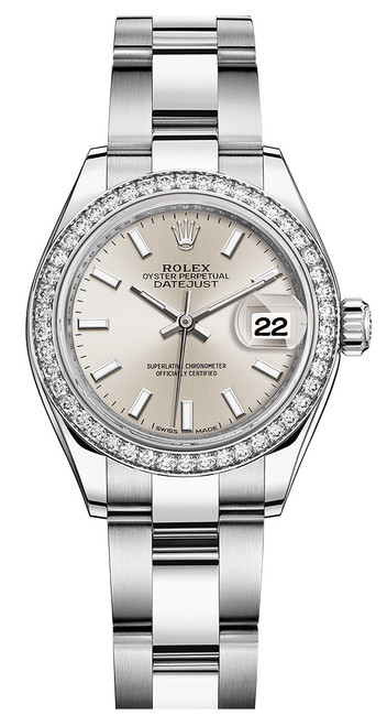 Rolex Lady Datejust 28mm Diamond Bezel Stainless Steel 279384SIDO