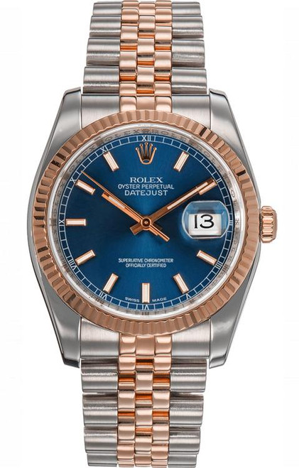 Rolex New Style Datejust Rose Two Tone Factory Chocolate Floral 116231