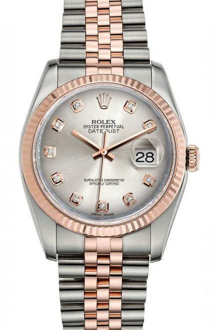 Rolex New Style Datejust Rose Gold Two Tone Factory Silver Diamond Dial Rolex New Style Datejust Rose Gold Two Tone Factory Silver Diamond Dial