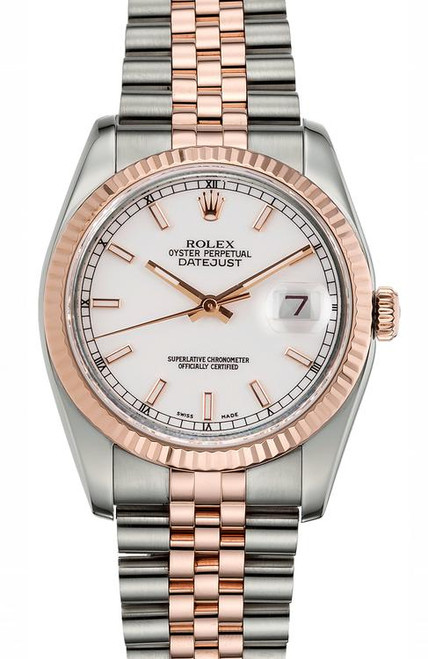 Rolex New Style Datejust Rose Two Tone White Index 116231 Rolex New Style Datejust Rose Two Tone White Index 116231
