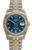 Rolex New Style Datejust Two Tone Fluted Bezel  Blue Index Dial 116233
