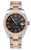 Rolex New Style Datejust Midsize Rose Gold Factory Smooth Bezel Black Arabic 178241