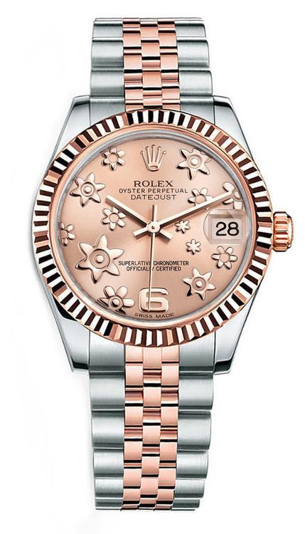 Rolex New Style Datejust Midsize 178271FL Two-Tone Rose Floral Dial