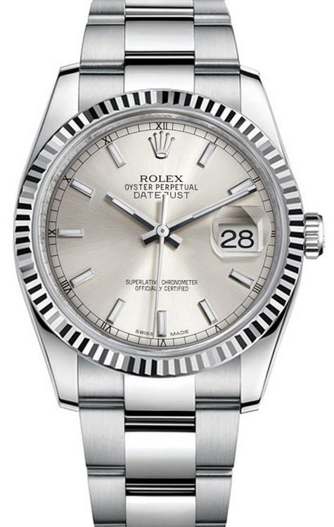 Rolex Datejust Stainless Steel Silver Index Dial on Oyster