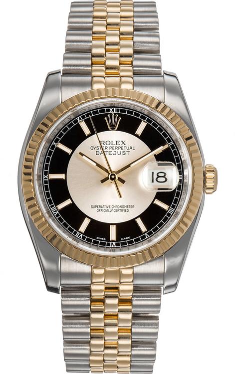 ブリジストン Rolex New Style Datejust Two Tone Factory Anniversary Black Tuxedo