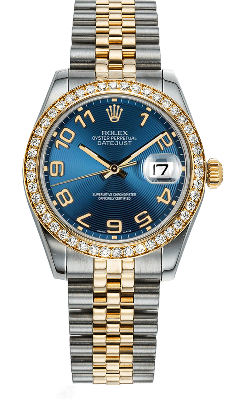 時計 ROLEX Chain II Tone Date Rolex Datejust 28 mm Champagne Diamond Dial 2010 Model Two