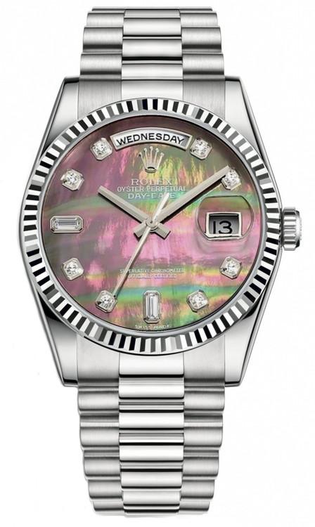 Rolex White Gold Day-Date President 36mm Factory Tahitian Mother