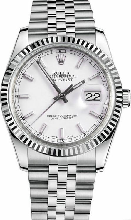 Nスケール　ホワイトベースクルー2 Rolex New Style Datejust Stainless Steel White Index 116234 on