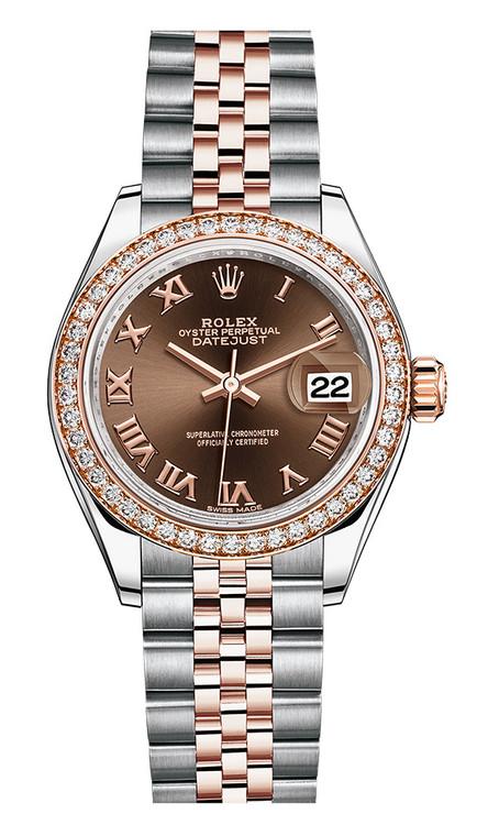 ロレックス　レディース　DATEJUST コマ Rolex Lady Datejust 28mm Everose Diamond Bezel Two-Tone 279381 CRDJ