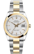 Rolex New Style Datejust Two Tone Smooth Bezel White Index Jubilee Bracelet