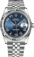 Rolex New Style Datejust Stainless Steel  Fluted Bezel & Factory Blue Arabic Dial on Jubilee Bracelet 116234