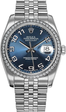 Rolex New Style Datejust Stainless Steel  Factory Diamond Bezel & Blue Arabic Dial on Jubilee Bracelet 116244