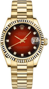 Rolex Women's President Midsize Factory Red Vignette 68278