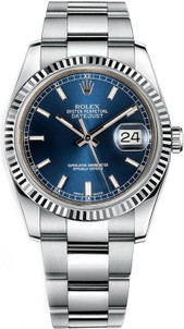 Rolex Datejust Stainless Steel Factory Blue Index Oyster Bracelet