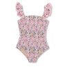 Shade Critters Pink Ditsy Floral Smocked Girls One Piece Swimsuit 6m-6