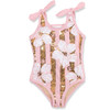 Image of Shade Critters Hibiscus Stripe Sequins Girls One Piece Cute Swimsuit