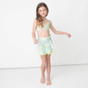 Watercolor Floral Crochet Trim Girls Tiered Ruffle Active Skirt 3-14